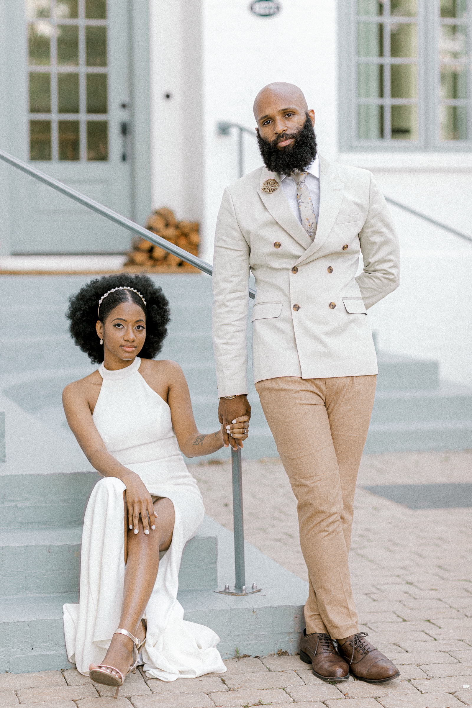 black couple serenbe inn atlanta wedding, anniversary and elopement photographer renee jael BHDLN dress Mens fashion